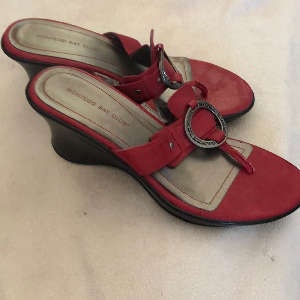 Women Red Wedge Sandals